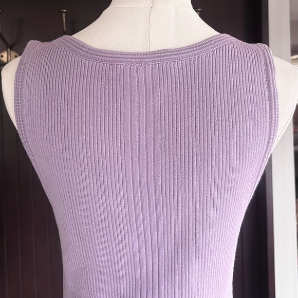 WHBM Y2K Pastel Sweetheart Lilac Ribbed Knit Tank Top Casual Coquette Staple | L - Picture 8 of 12
